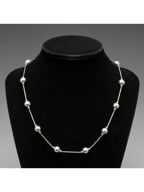 Vintage Jordan Sterling Silver Graduated Bead Choker Necklace – 15"